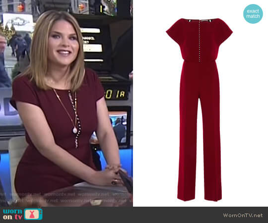Lela Rose Blouson Pearl Inset Jumpsuit worn by Jenna Bush Hager on Today