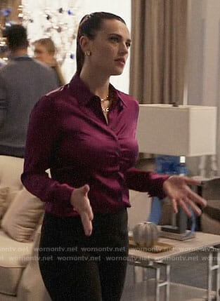 Lena’s pink button down blouse on Supergirl