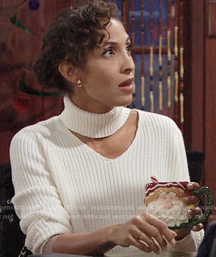 Lily’s white choker neck sweater on The Young and the Restless
