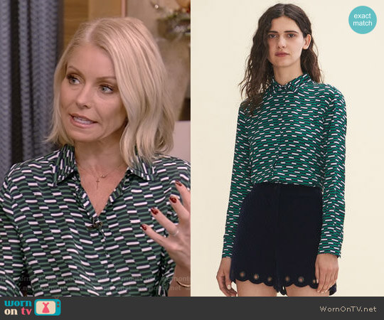 Maje Clelia Shirt worn by Kelly Ripa on Live with Kelly and Mark