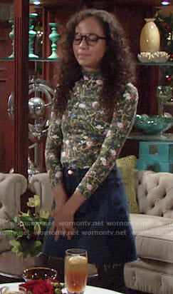 Mattie’s green floral top on The Young and the Restless