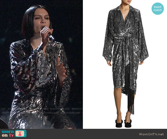 Michael Kors Collection Leopard Velvet Fil Coupe Kimono Wrap Dress