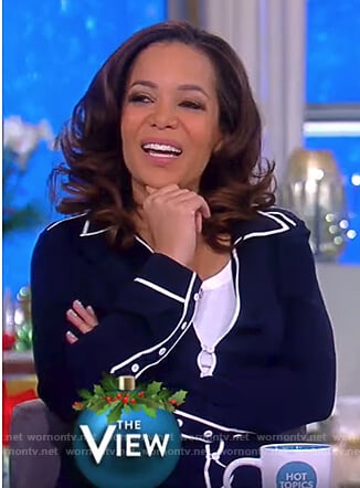 Sunny’s blue v-neck dress on The View