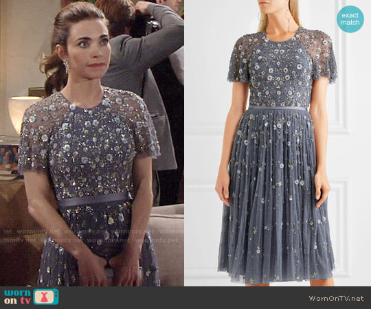 Needle & Thread Comet Embellished Dress worn by Victoria Newman (Amelia Heinle) on The Young and the Restless