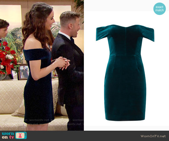 Nicholas Off Shoulder Velvet Mini Dress worn by Ivy Forrester (Ashleigh Brewer) on The Bold and the Beautiful
