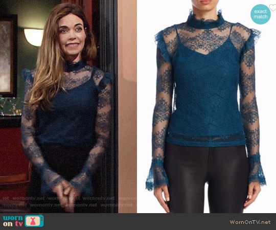 Nicholas Thalia Lace Top worn by Victoria Newman (Amelia Heinle) on The Young and the Restless