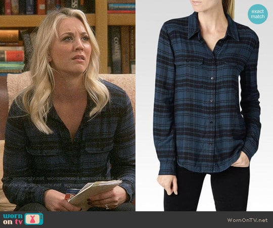 Paige Trudy Shirt in Charleston Black/Dark Pine worn by Penny Hofstadter (Kaley Cuoco) on The Big Bang Theory