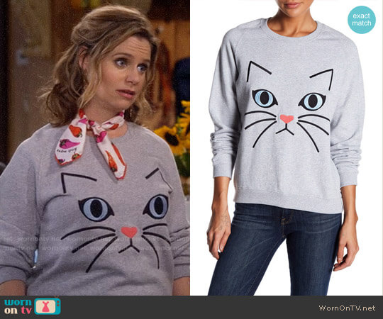 Paul & Joe Sister Ze Cat Embroidered Sweatshirt worn by Kimmy Gibbler (Andrea Barber) on Fuller House