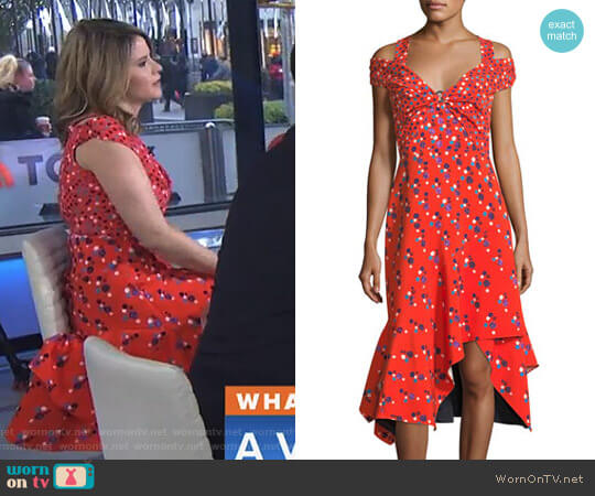 Peter Pilotto Cold-Shoulder Polka Dot Midi Dress worn by Jenna Bush Hager on Today