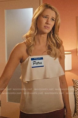 Petra’s white overlay camisole top on Jane the Virgin