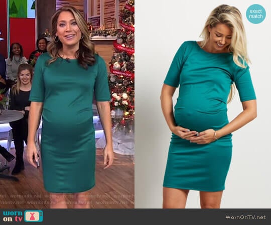 Pink Blush Solid Fitted Maternity Dress worn by Ginger Zee on Good Morning America
