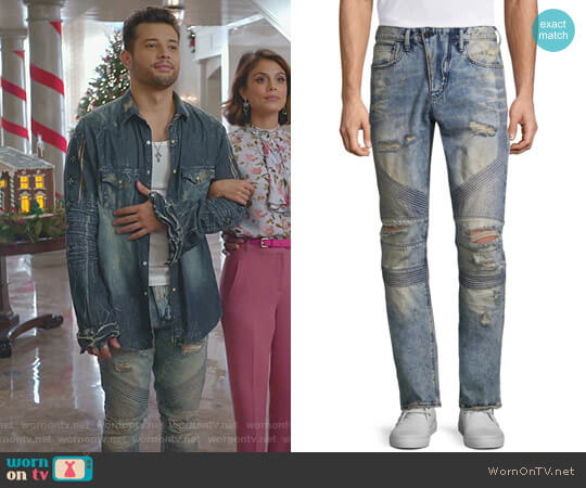 PRPS Le Sabre Slim Fit Moto Jeans worn by Sam Flores (Rafael de la Fuente) on Dynasty