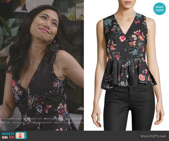 Rebecca Taylor Meadow Sleeveless Peplum Top worn by Eve Roberts (Liza Lapira) on 9JKL