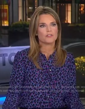 Savannah’s purple leopard print blouse on Today