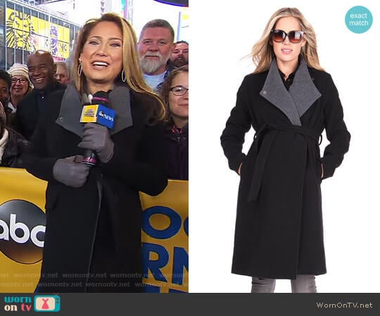 Seraphine Wool & Cashmere Black Maternity Coat worn by Ginger Zee on Good Morning America