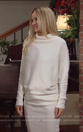Sharon’s white sweater dress on The Young and the Restless