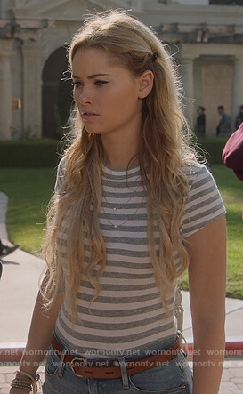 Karolina’s gray striped bodysuit on Marvel’s Runaways