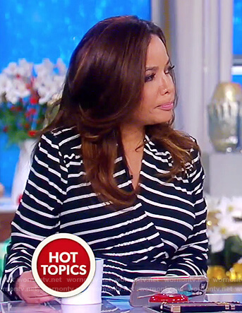 Sunny’s black striped wrap dress on The View