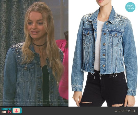 Sunset & Spring Mother-of-Pearl Denim Jacket worn by Claire Brady (Olivia Keegan) on Days of our Lives
