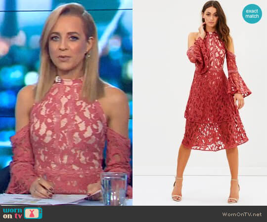 Talulah Genre Halter Dress worn by Carrie Bickmore on The Project