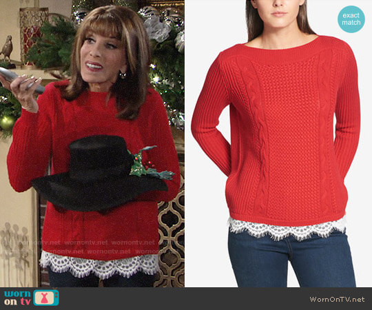 Tommy Hilfiger Lace-Trim Sweater worn by Esther Valentine (Kate Linder) on The Young and the Restless