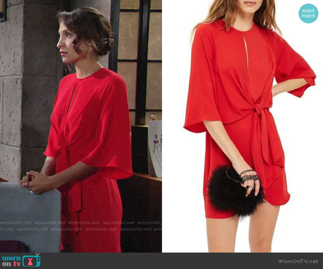Topshop Tie Front Mini Dress worn by Lily Winters (Christel Khalil) on The Young and the Restless