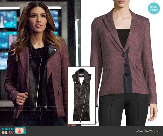 Veronica Beard Sterling Placket Herringbone Tailored Jacket worn by Dinah Drake (Juliana Harkavy) on Arrow
