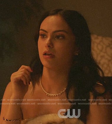 Veronica’s pearl necklace and black bangle on Riverdale