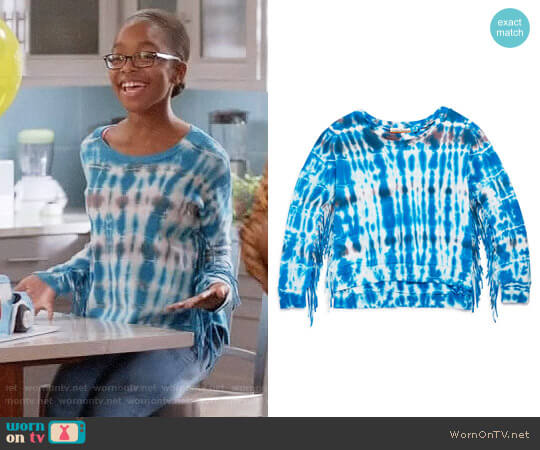 Vintage Havana Girls Tie Dye Fringe Sweatshirt worn by Diane Johnson (Marsai Martin) on Black-ish