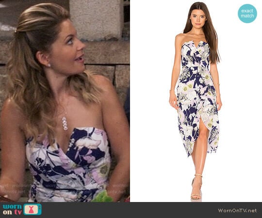 Yumi Kim Glamour Night Midi Dress in Bora Bora Navy worn by DJ Tanner-Fuller (Candace Cameron Bure) on Fuller House