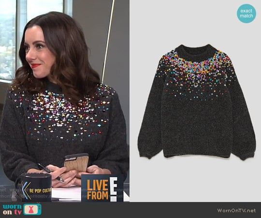 Zara Sweater with Coloured Sequins worn by Melanie Bromley on E! News