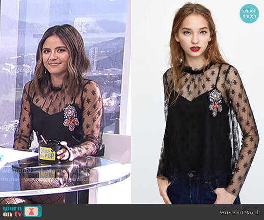 Zara Tulle Top with Stars worn by Erin Lim on E! News