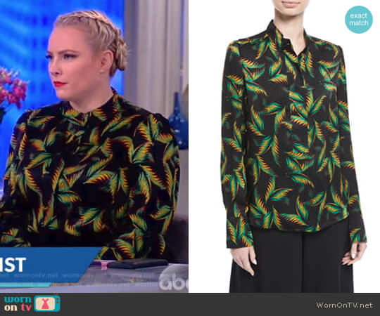 ALC Gosford Button-Front Printed Silk Top worn by Meghan McCain on The View
