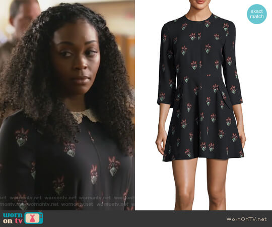 ALC Terry 3/4 Sleeve Printed Silk Mini Dress worn by Anissa Pierce (Nafessa Williams) on Black Lightning