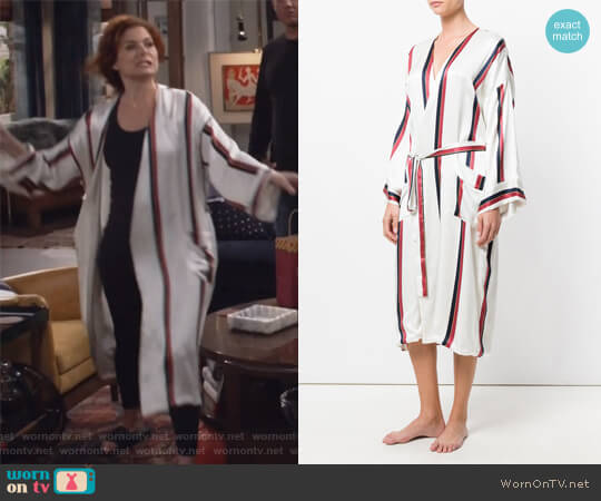 Asceno Bold Stripe Robe worn by Grace Adler (Debra Messing) on Will and Grace