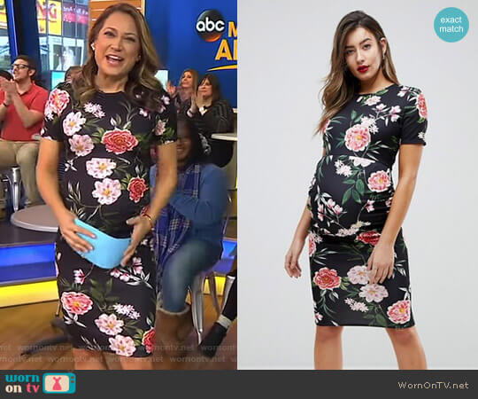 Asos Maternity Crew Neck Bodycon Dress worn by Ginger Zee on Good Morning America