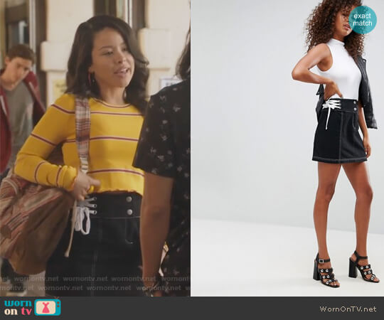 ASOS Mini Skirt with Lace Up Sides worn by Mariana Foster (Cierra Ramirez) on The Fosters