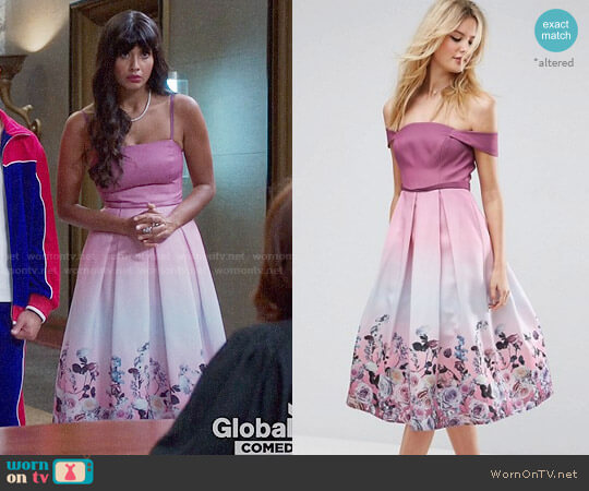 ASOS SALON Floral Ombre Midi Prom Dress worn by Tahani Al-Jamil (Jameela Jamil) on The Good Place