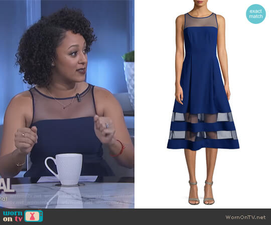 Aidan Aidan Mattox Crepe Mesh Dress worn by Tamera Mowry on The Real