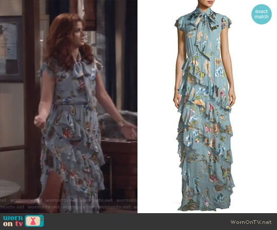 Alice + Olivia Leslie Maxi Dress worn by Grace Adler (Debra Messing) on Will and Grace