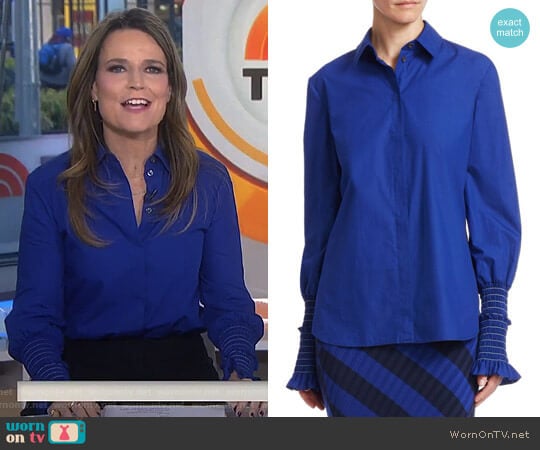 Altuzarra Jorda Ruched Sleeve Blouse worn by Savannah Guthrie on Today