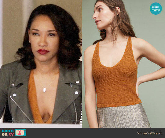 Moth Cropped Sweater Tank worn by Iris West (Candice Patton) on The Flash