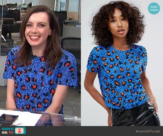 Asos T-Shirt In Leopard Sequin Embellishment worn by Melanie Bromley on E! News