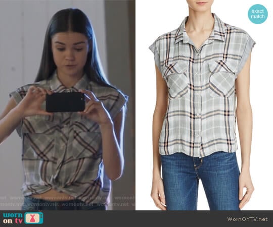 Bella Dahl Flap Pocket Plaid Crop Shirt worn by Callie Jacob (Maia Mitchell) on The Fosters
