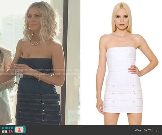 Alexandre Vauthier Belt Embellished Denim Bustier Dress worn by Dorit Kemsley on The Real Housewives of Beverly Hills