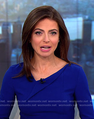 Bianna’s blue folded neck dress on CBS This Morning