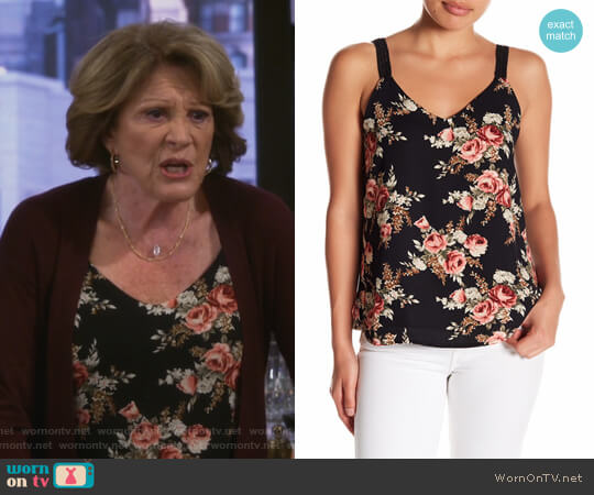 Bobeau V-Neck Floral Print Cami worn by Judy Roberts (Linda Lavin) on 9JKL