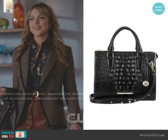 Brahmin Melbourne Anywhere Convertible Satchel worn by Fallon Carrington (Elizabeth Gillies) on Dynasty