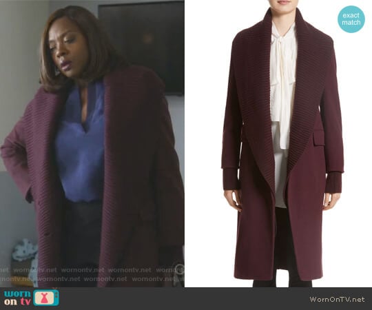 Burberry Cairndale Knit Trim Cashmere Coat worn by Annalise Keating (Viola Davis) on How to Get Away with Murder