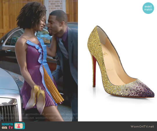 Christian Louboutin Pigalle Ombre Crystal Pumps worn by Monica Colby (Wakeema Hollis) on Dynasty
